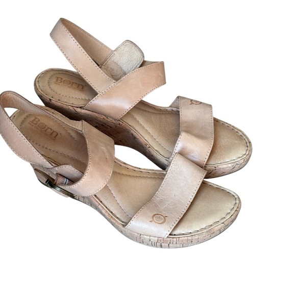 Born Lenore Nude Tan Womens Platform Wedge Sandals Size 8 - Picture 3 of 9